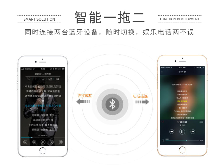 無線藍(lán)牙功能-智能一拖二