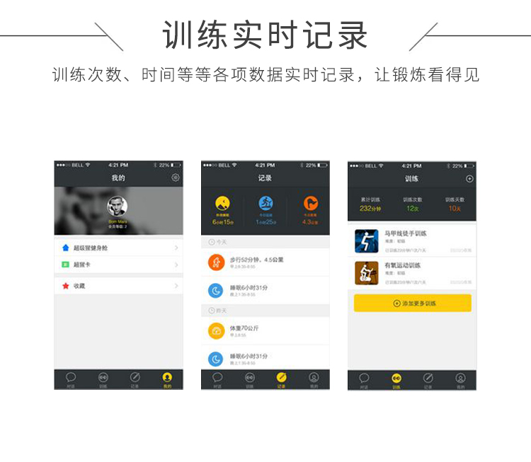 共享健身房的功能-訓(xùn)練實時記錄